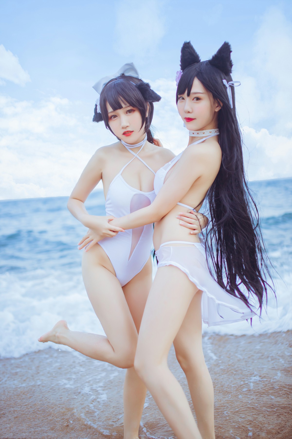 [Cosplay]抖娘 - 抖娘×不呆猫 獒犬海边泳装